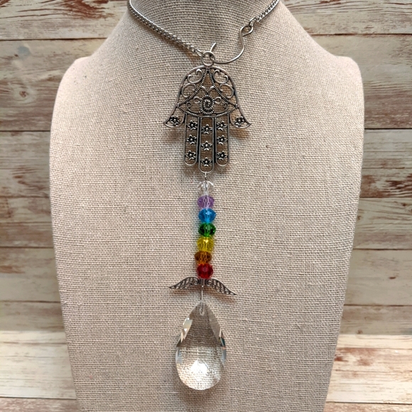 Hamsa, crystal chakra & teardrop prism - Picture 1 of 12